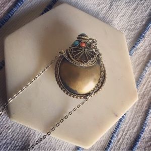 Old-world style brass stash necklace